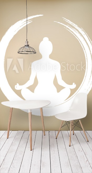 Bild på Vector Woman Doing Yoga with Zen Circle